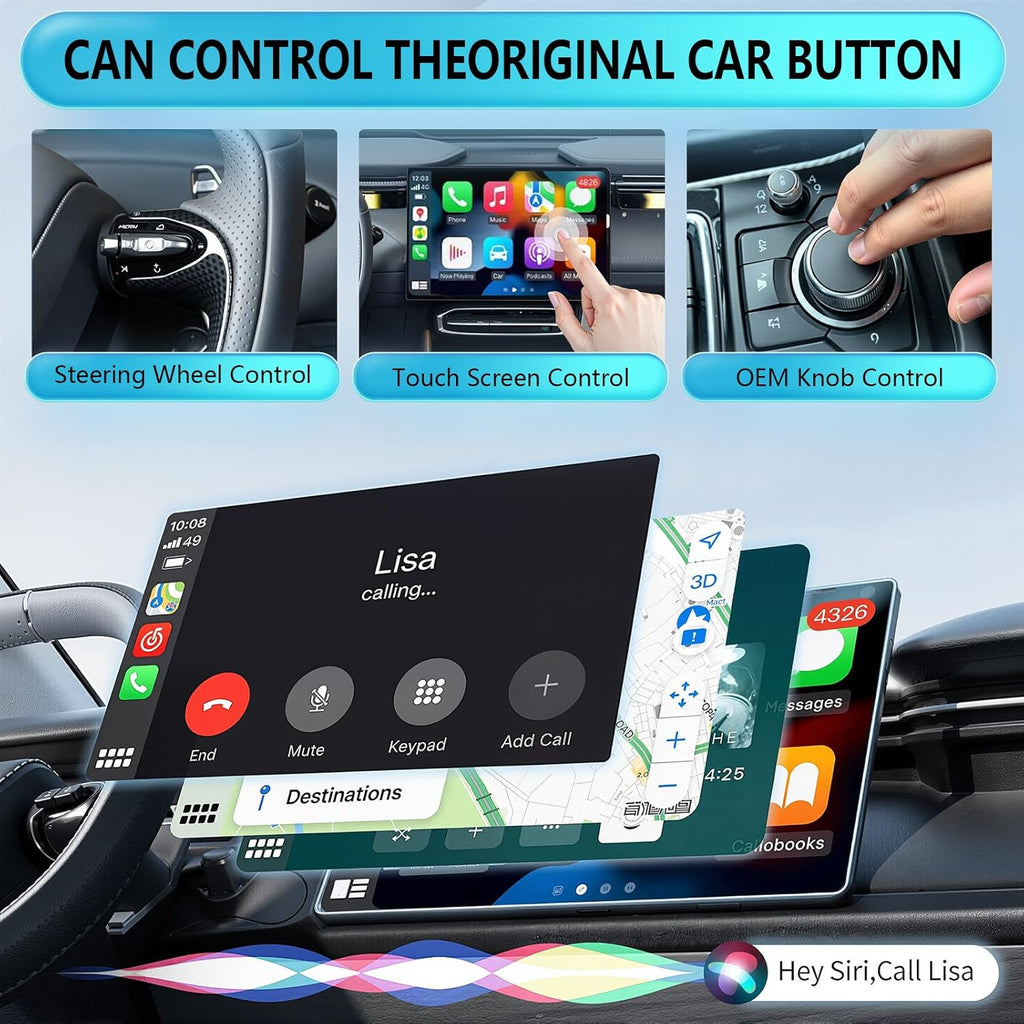 Wireless Carplay Adapter, 2025 Upgrade Converts Wired to Wireless Adapter for iPhone, Wireless Control Plug & Play Carplay for 2017+ Cars and for Apple iPhone iOS 10+