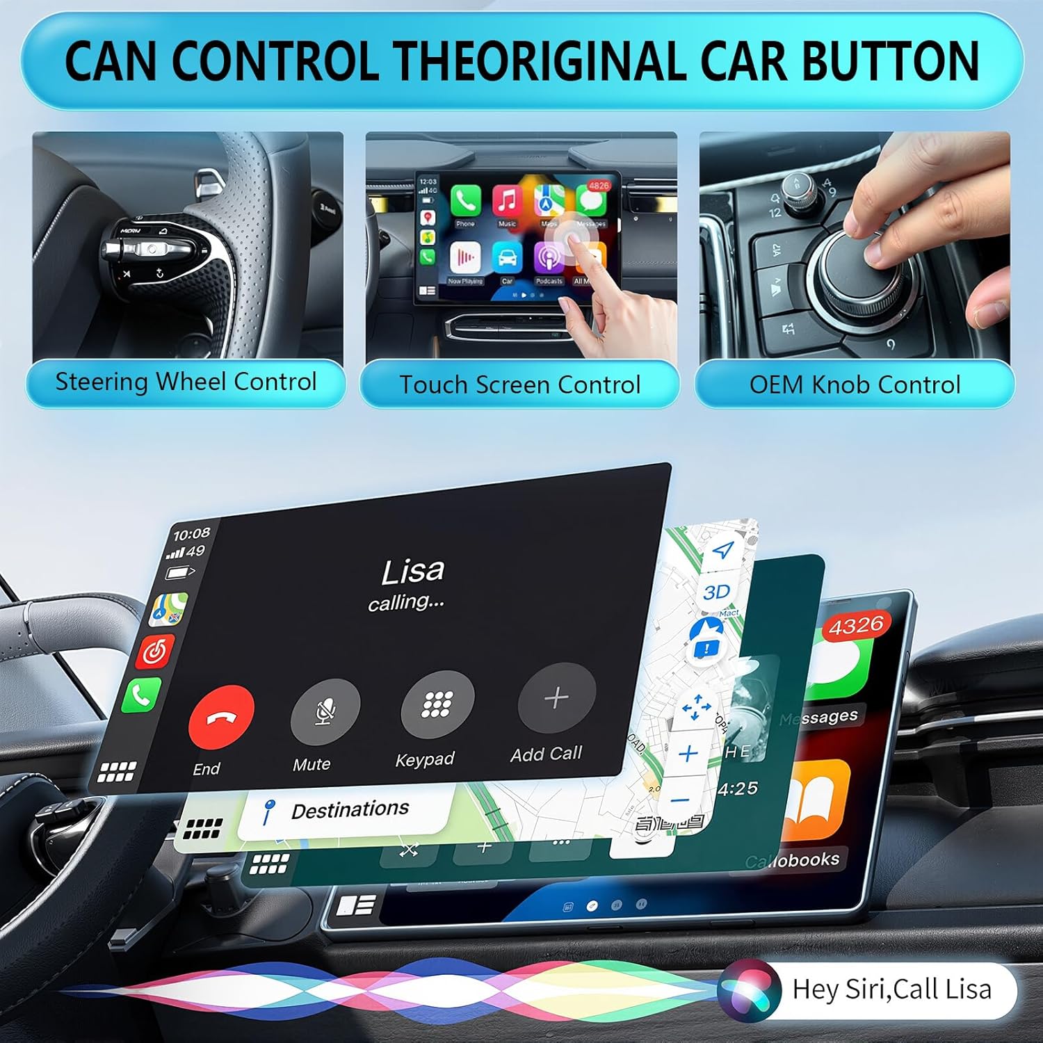 Wireless Carplay Adapter, 2025 Upgrade Converts Wired to Wireless Adapter for iPhone, Wireless Control Plug & Play Carplay for 2017+ Cars and for Apple iPhone iOS 10+