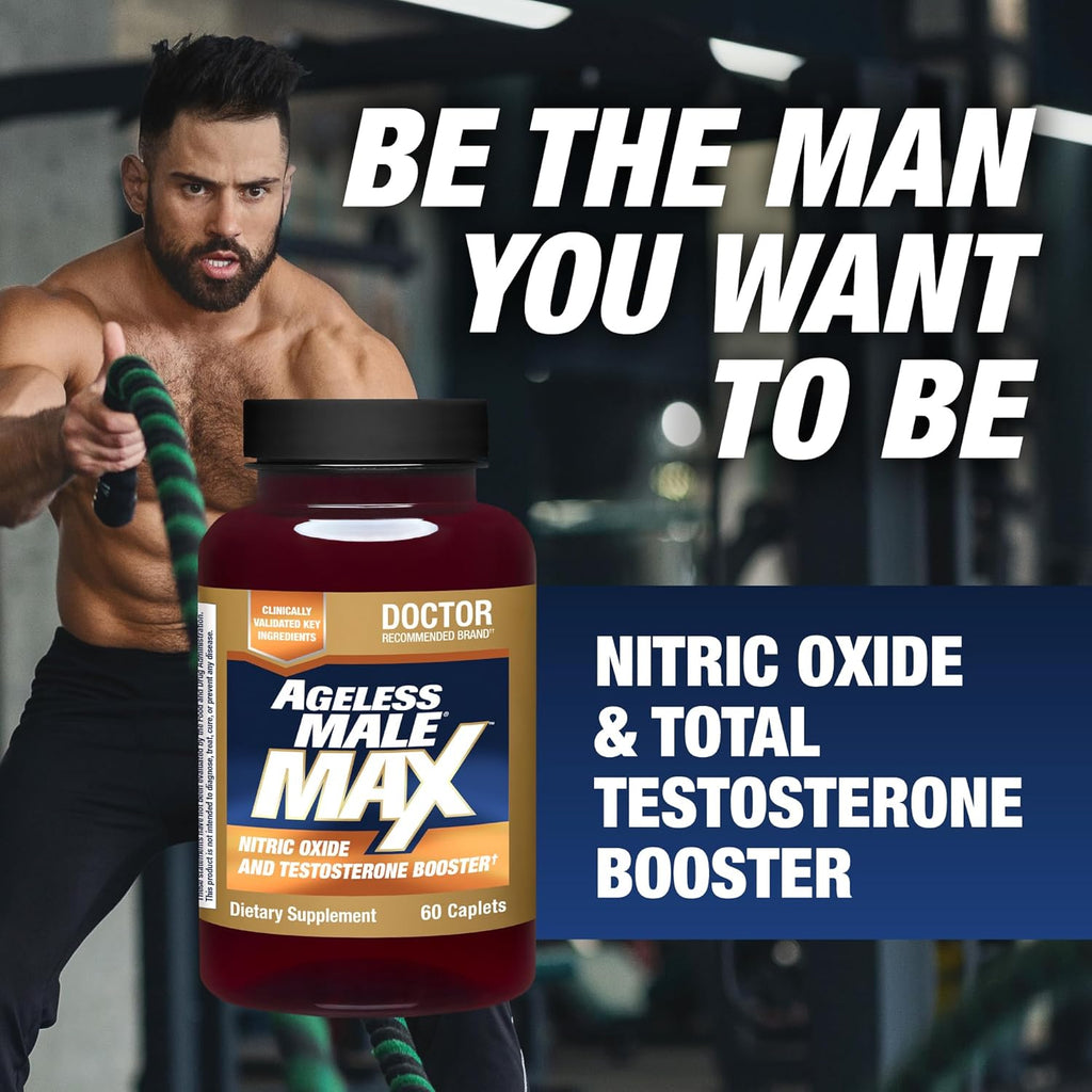 Ageless Male Max Total Testosterone Booster Supplement for Men, 60 Caplets