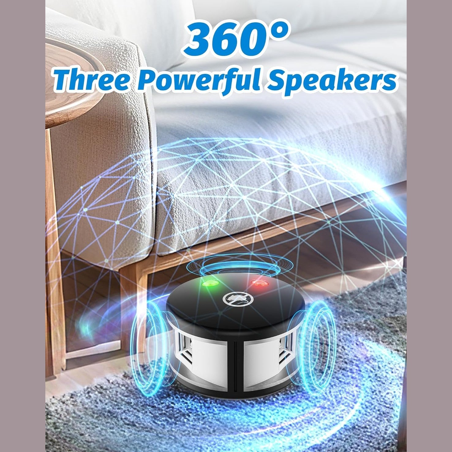 Plug in Squirrels Repeller Device, 360° Ultrasonic Mouse Repeller with High-Impact Ultrasonic and Pressure Waves Electric Mice Deterrent for Indoor Use Effective Drive Away Mouse Rodent Silver