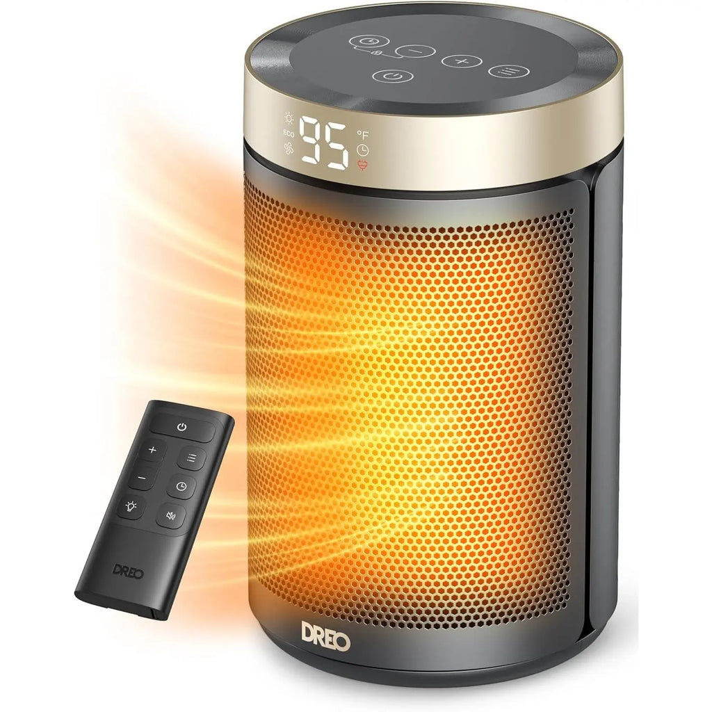 Dreo Ceramic Heater for Indoors, Heater with Portable Thermostat, 12H Timer, Eco Mode and Fan, PTC Ceramic Heater 1500W Fast and Safe for Office Bedroom Home