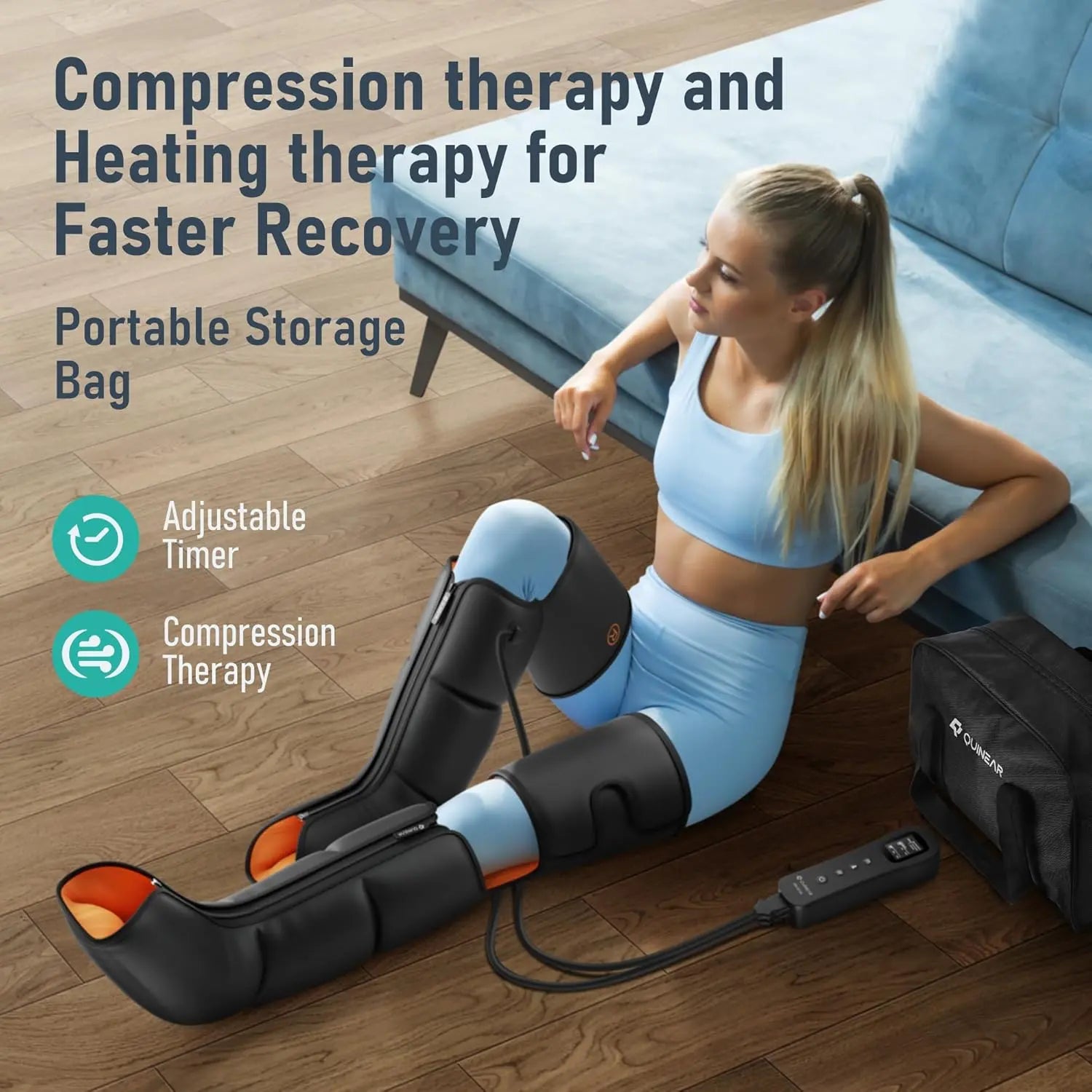 QUINEAR 3-in-1 Leg Massager with Compression Therapy, Foot Calf & Thigh Massager for Leg Circulation