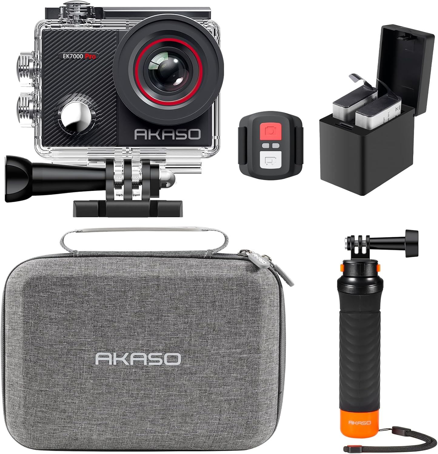 AKASO Action Cam 4K30FPS 20MP with Floating Handle and Bag WiFi 40M Underwater Camera Waterproof Ultra HD Touchscreen Adjustable Wide Angle Ice Action Cam with 2.4G Remote Control