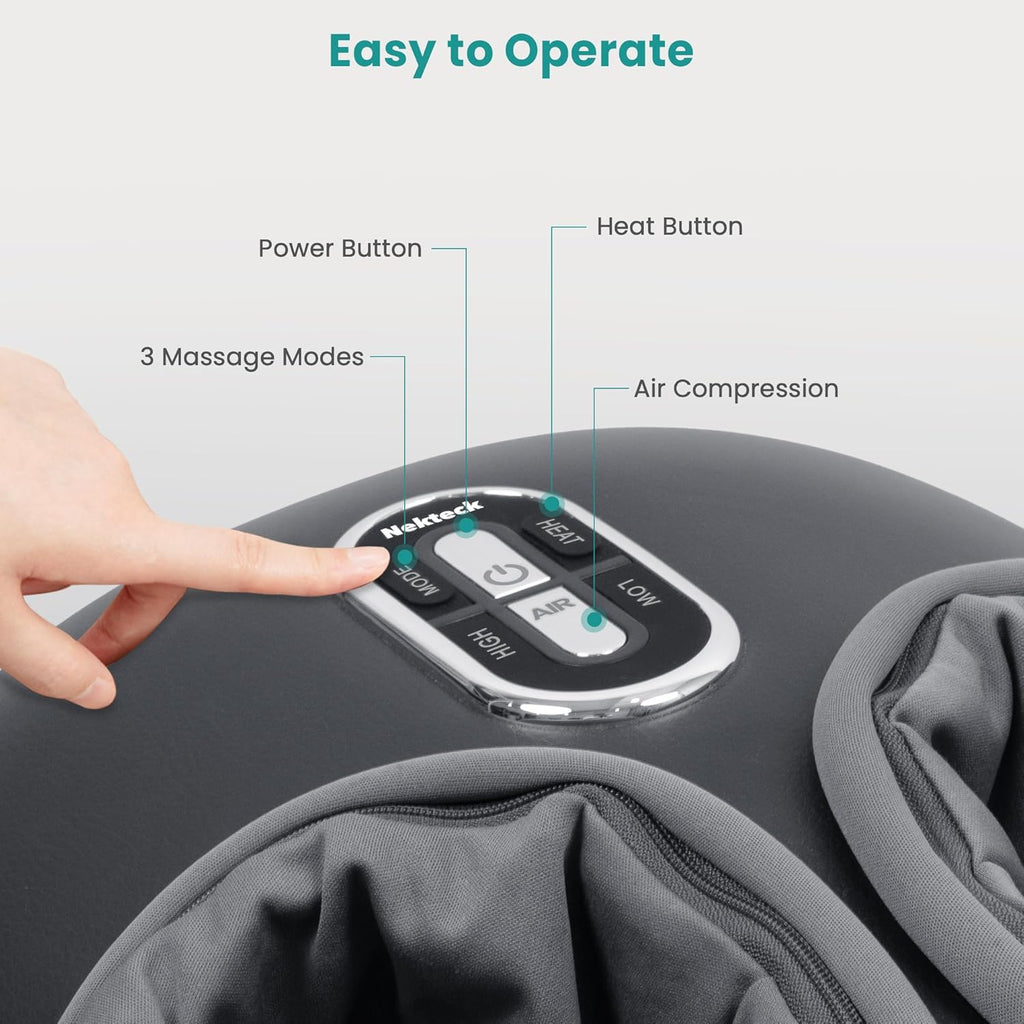 Nekteck Shiatsu Foot Massager with Heat, FSA Eligible Deep Kneading Therapy Air Compression, HSA Feet Massage Improve Blood Circulation Foot Wellness Soothing Pain Relief, Relax for Home Office Use