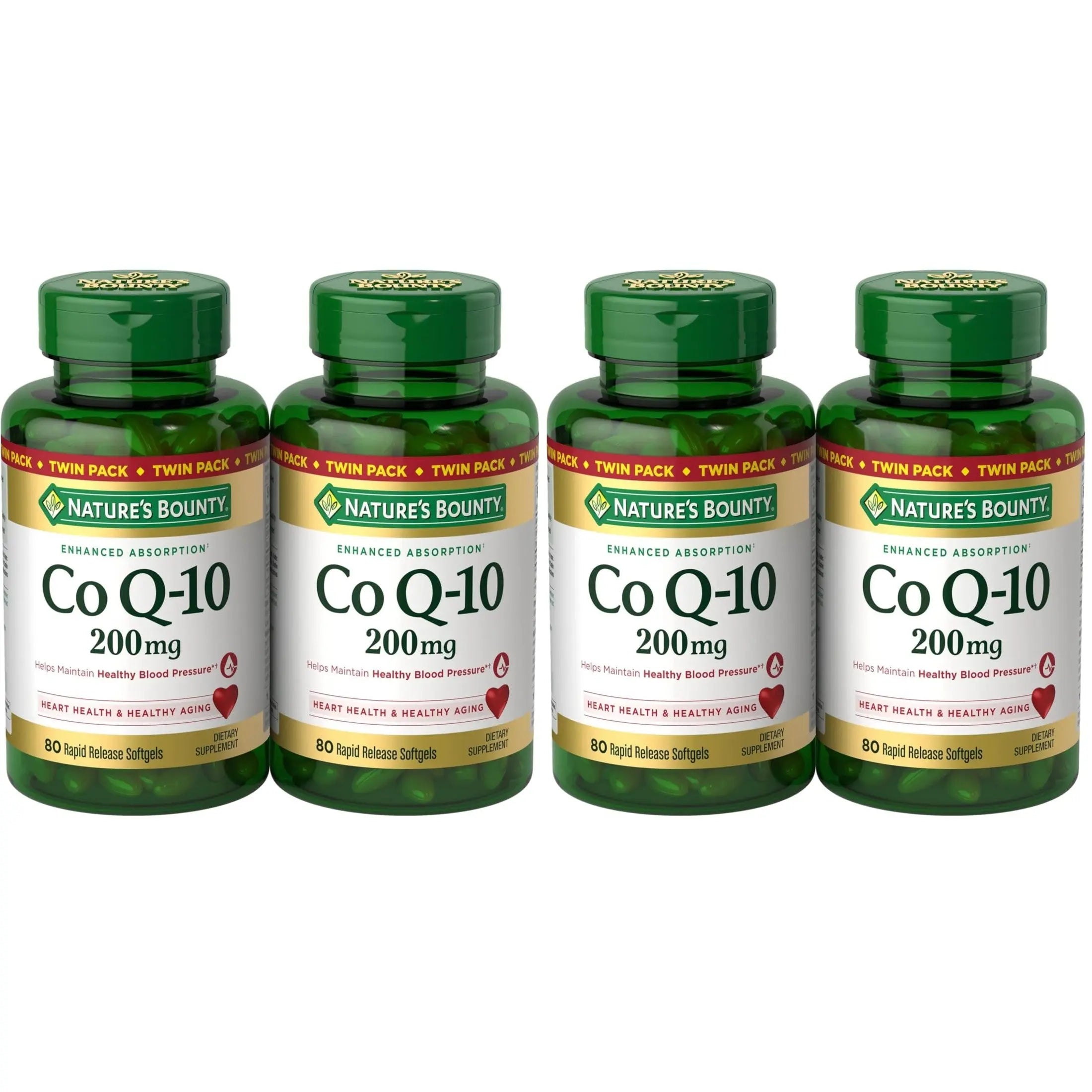 Nature's Bounty Co Q-10 200mg 80 count softgels twin pack bottles