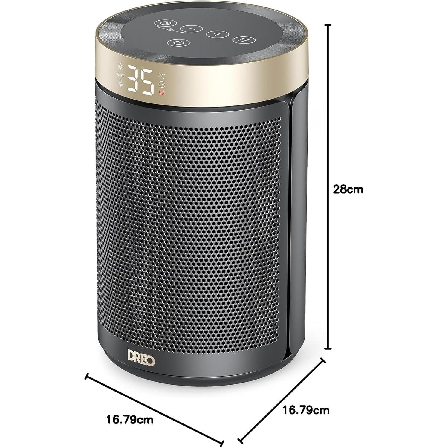 Dreo Ceramic Heater for Indoors, Heater with Portable Thermostat, 12H Timer, Eco Mode and Fan, PTC Ceramic Heater 1500W Fast and Safe for Office Bedroom Home