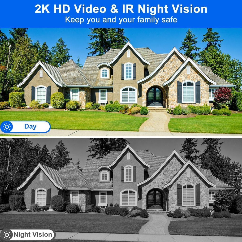 Wireless Video Doorbell with Chime 2K HD No Subscription Security Doorbell Camera PIR Motion Detection Night Vision 2-Way Audio Battery Powered Local/Cloud Storage Works with Alexa and Google