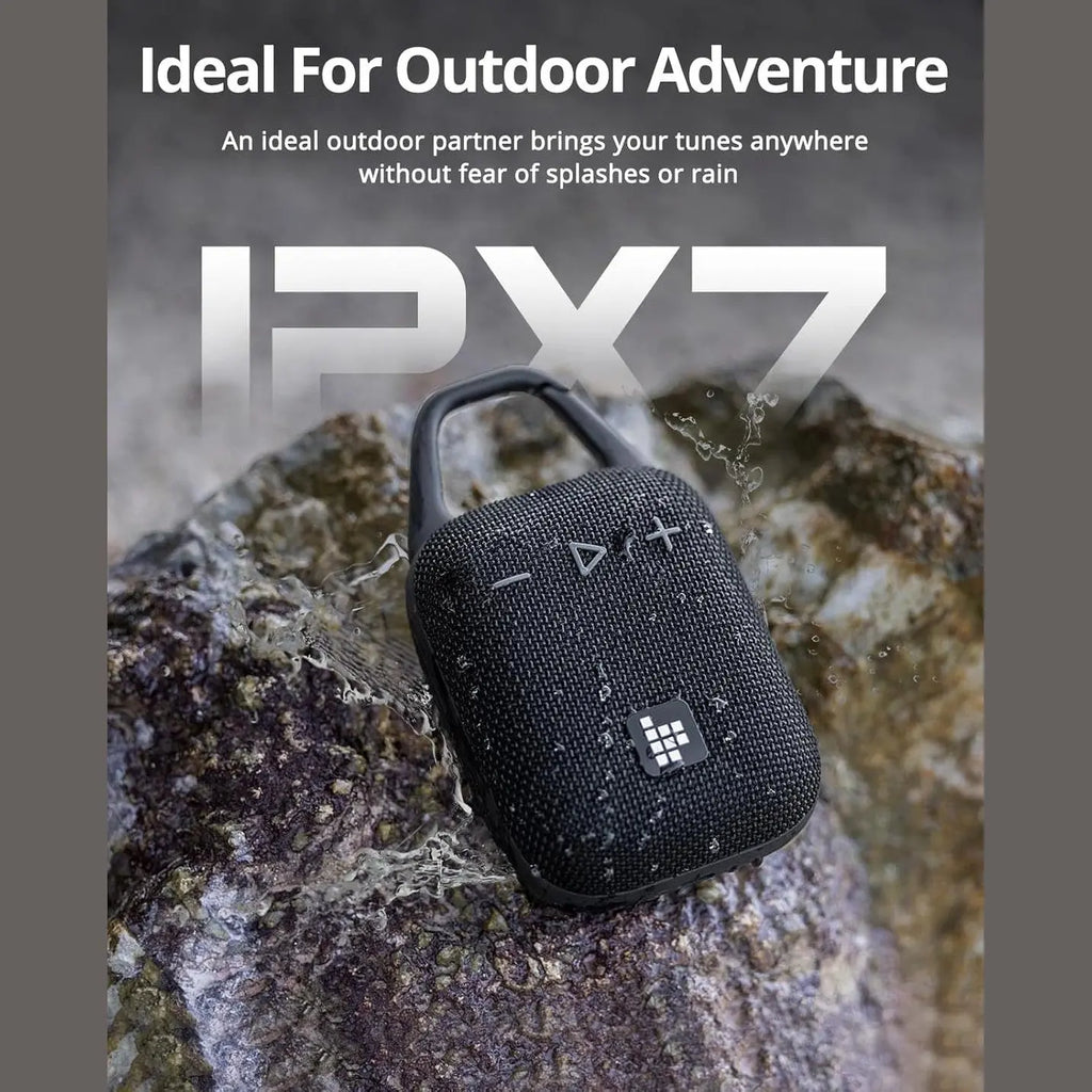 Tronsmart Mirtune H1 Portable Outdoor Speaker, 18H Playtime, Loud Sound and Punchy Bass, Integrated Carabiner, IPX7 Waterproof, Customize EQ, Bluetooth 5.3 Speaker for Travel, Hiking, Camping(Black)