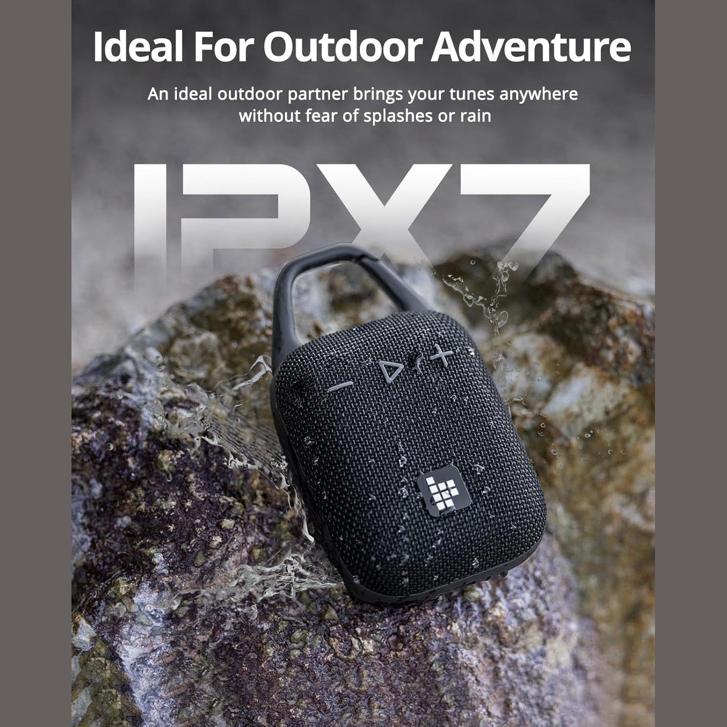 Tronsmart Mirtune H1 Portable Outdoor Speaker, 18H Playtime, Loud Sound and Punchy Bass, Integrated Carabiner, IPX7 Waterproof, Customize EQ, Bluetooth 5.3 Speaker for Travel, Hiking, Camping(Black)