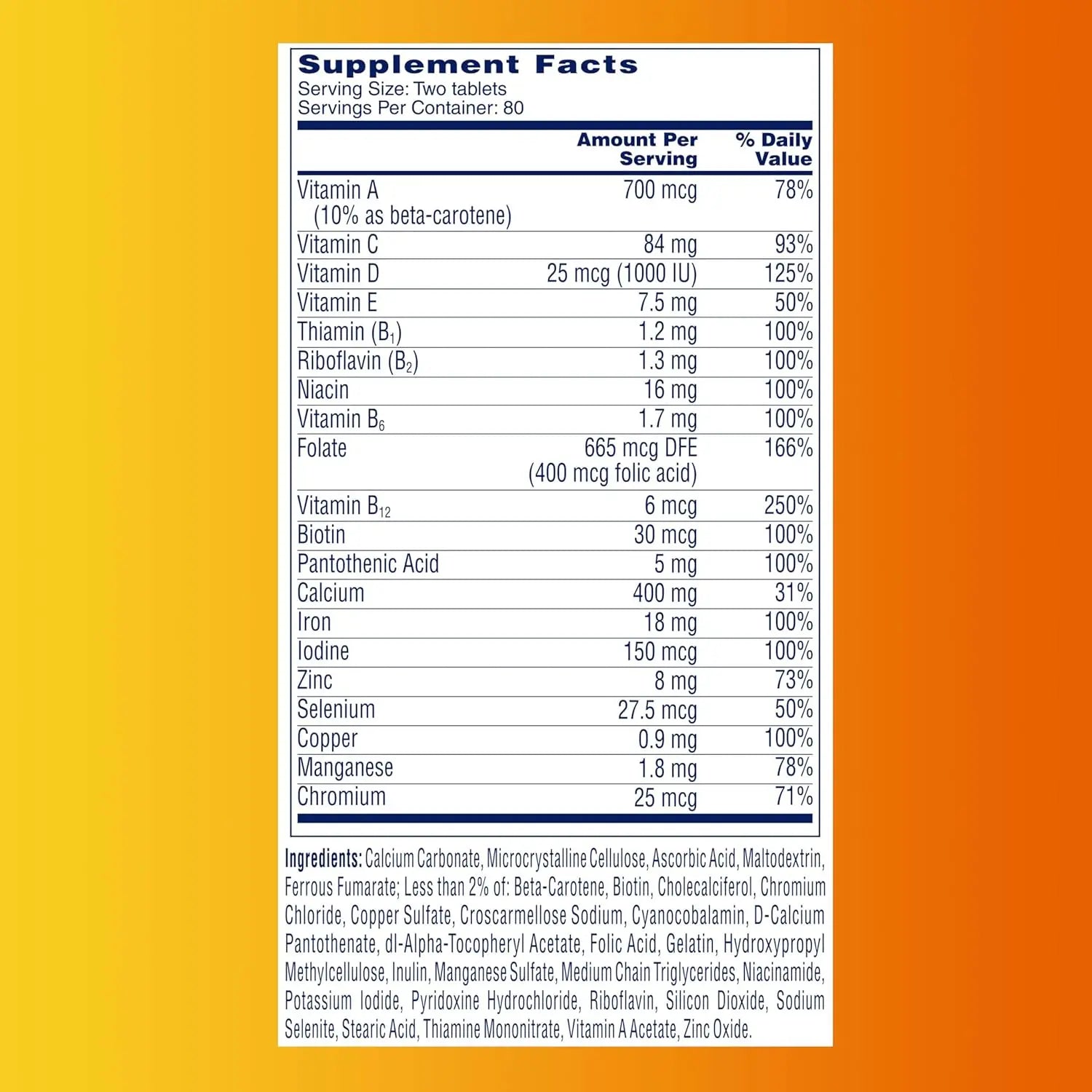 One A Day Women’s Petites Multivitamin,Supplement with Vitamin A, C, D, E and Zinc for Immune Health Support, B Vitamins, Biotin, Folate (as folic acid) & more,Tablet, 160 count