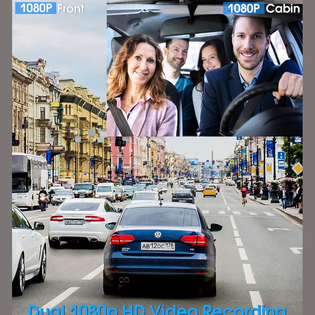 abask J05 Dash Cam Car 1080P Dash Cam Front Interior with 32GB SD Card, 310° Wide Angle View, Car Camera with Parking Monitoring, Motion Detection, Infrared Night Vision, G-Sensor, Loop Recording,