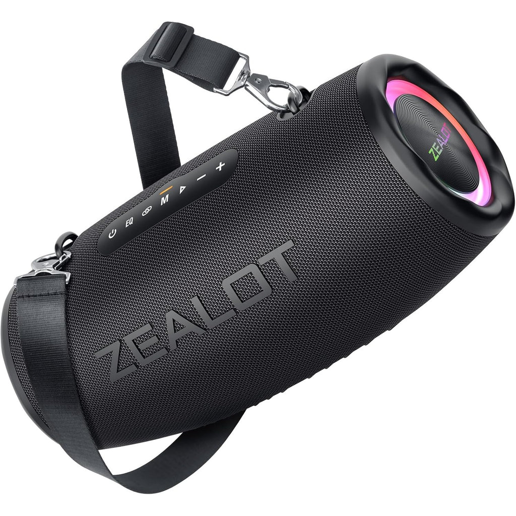 ZEALOT Bluetooth Speaker, 80W Bluetooth Speaker with Boost Bass, Waterproof IPX6, LED Light, Power Bank, Bluetooth 5.2, Outdoor, Camping Bluetooth Speaker