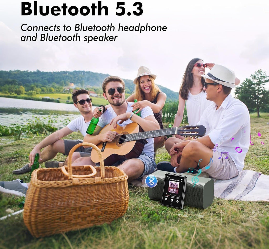 64GB Bluetooth 5.3 MP3 Player, Children's Portable Music Player 2.8 Inch Touch Screen with Voice Recorder, FM Radio, Pedometer, Folder, Random Play, Support 128GB Micro SD Card