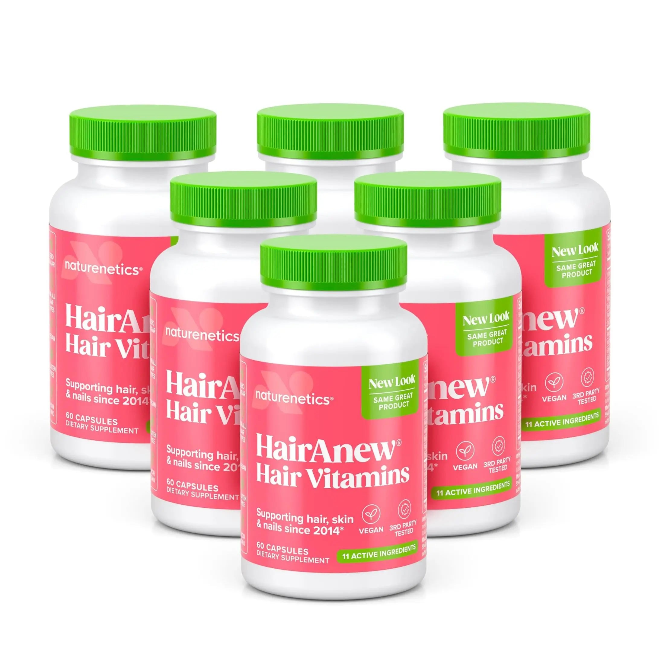 Hair Growth Vitamins for Women & Men for Faster Hair Growth, Vegan, 60 Capsules - 11 Ingredients & 5000mcg Biotin for Thicker Fuller Stronger Locks + Skin & Nail Health - Naturenetics HairAnew
