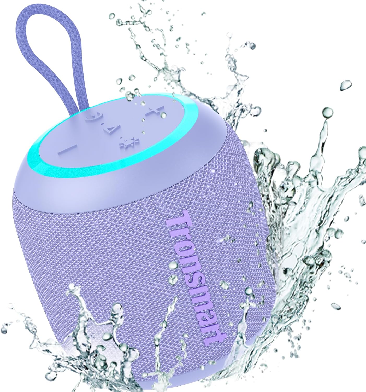 Tronsmart T7 Mini Portable Compact Bluetooth Speaker with Lights, Bluetooth 5.3, 15W, 18 Hours Playtime, 360° Stereo Sound, IPX7 Waterproof, for Home, Outdoor, Travel, Purple