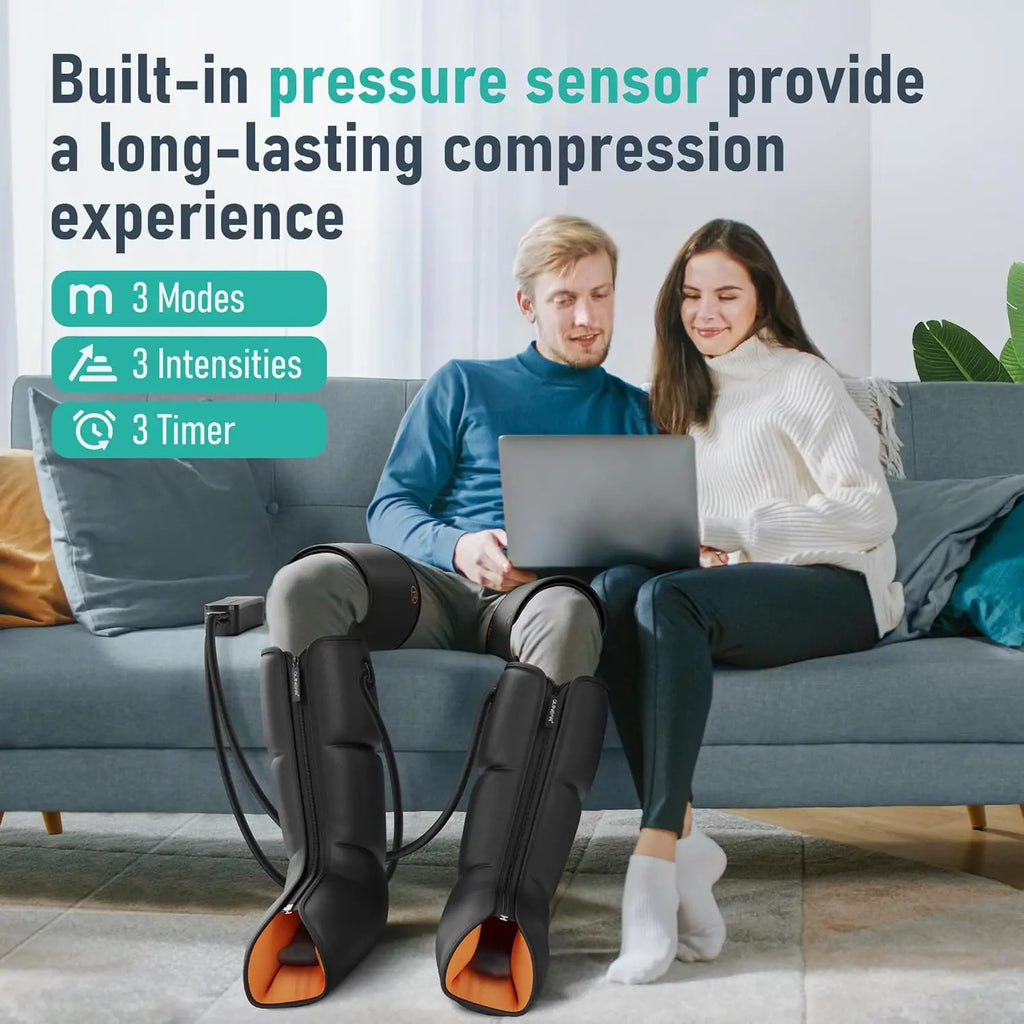 QUINEAR 3-in-1 Leg Massager with Compression Therapy, Foot Calf & Thigh Massager for Leg Circulation