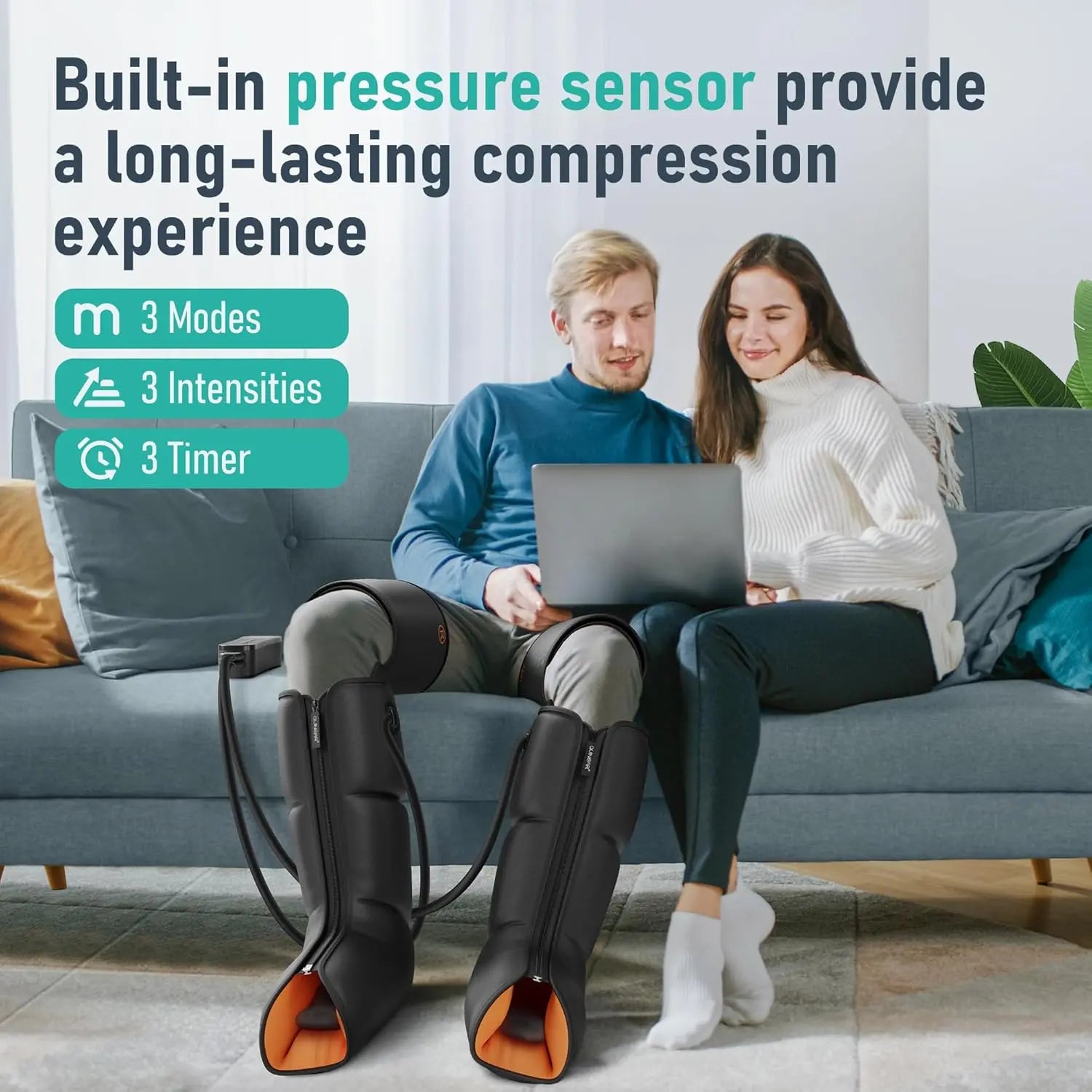QUINEAR 3-in-1 Leg Massager with Compression Therapy, Foot Calf & Thigh Massager for Leg Circulation