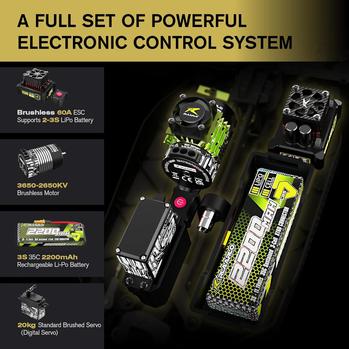 RLAARLO 1/10 Brushless RC Cars, 4×4 Buggy, 50+ MPH, Carbon Fiber, Ages 8+