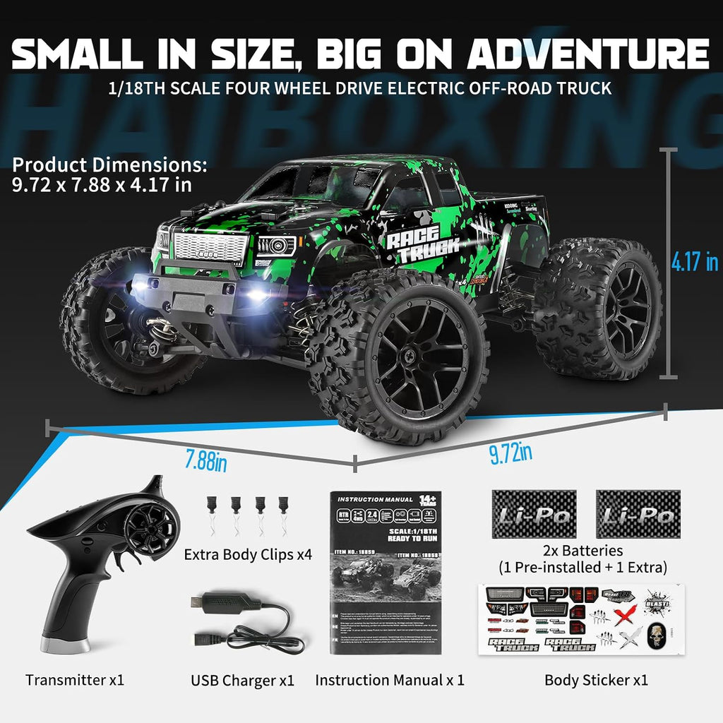 HAIBOXING 18859 1:18 Scale All Terrain RC Car, Hobby 4WD Remote Control Car