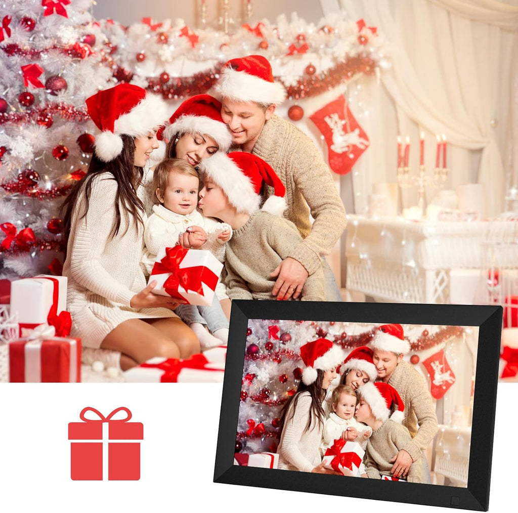 GGUA 10.1 Inch Digital Photo Frame Wifi Built in 32GB Memory, 1280x800 IPS LCD Touchscreen, Auto-Rotate and Audio, Quick and Easy Share Photos or Videos via the Frameo App, the Best Choice for Gifting