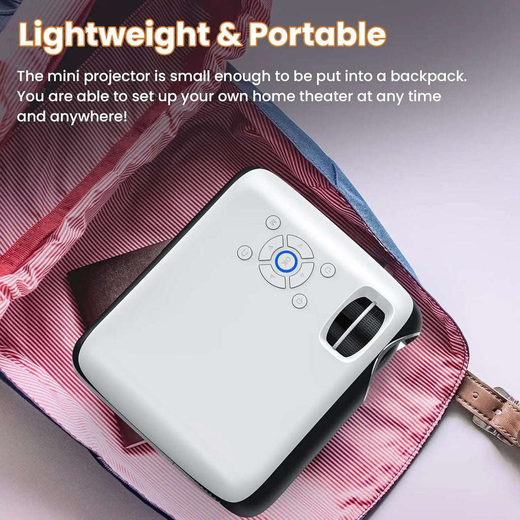 HOPVISION Projector, Full HD 1080P Projector, Bluetooth Projector 4K Supported, Portable Mini Projector Home Cinema, Home/Outdoor Projector Compatible with Smartphone/HDMI/USB/AV/Fire Stick/PS5