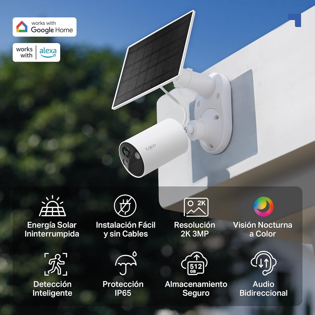 Tapo C410 KIT Solar Surveillance Camera Outdoor Battery, 2K 3MP, Colour Night Vision, MicroSD Memory, 6400 mAh Non-Removable Battery, Two-Way Audio, Person Detection, Alexa & Google Assistant, 2.4 GHz