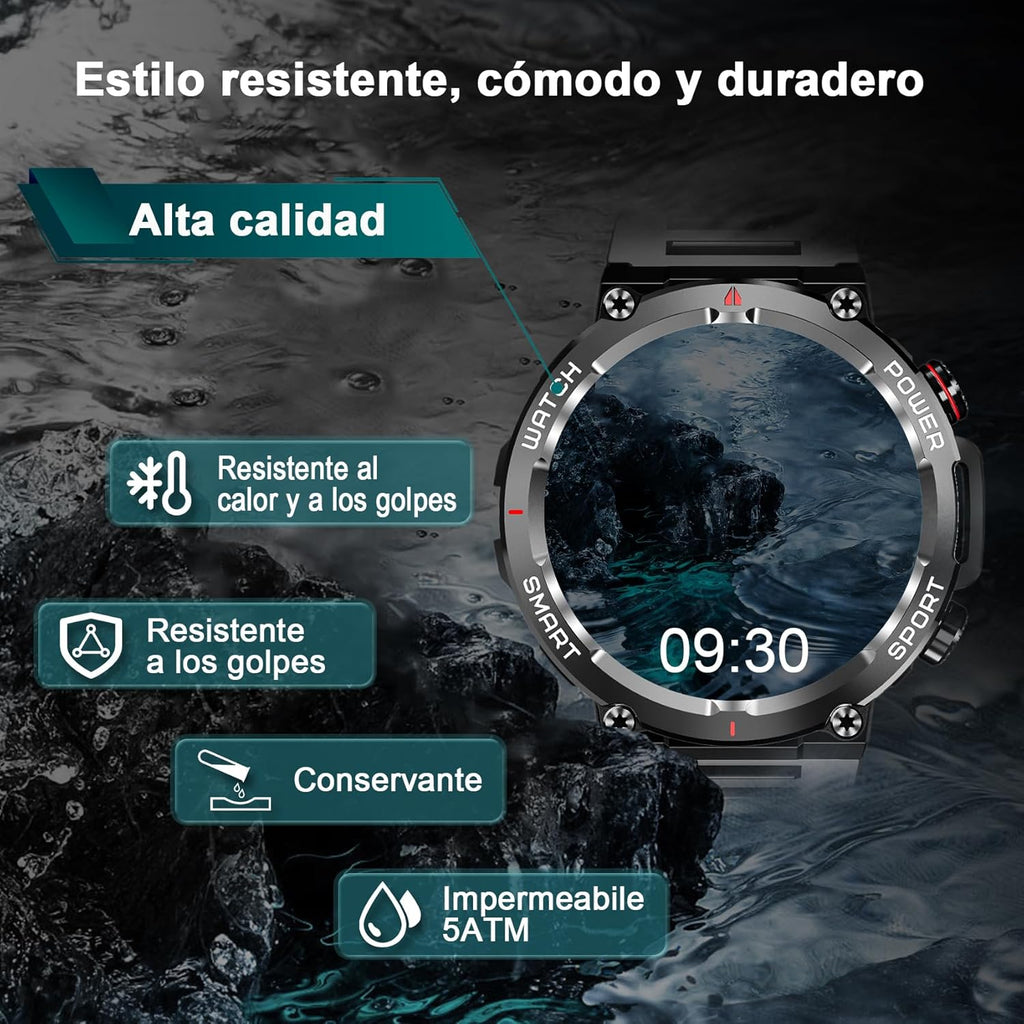 IOWODO Smartwatch Men Women 1.85 Inch Smart Fitness Watch with 100 Sports Modes, Bluetooth Calls, Heart Rate Monitor/Sleep/SpO2, Smartwatch Watch for Android iOS(Black)