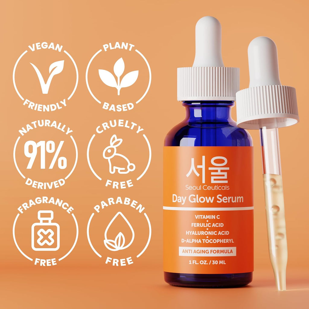 Korean Skin Care K Beauty - 20% Vitamin C Hyaluronic Acid Serum + CE Ferulic Acid Provides Potent Anti Aging, Anti Wrinkle Korean Beauty 1oz