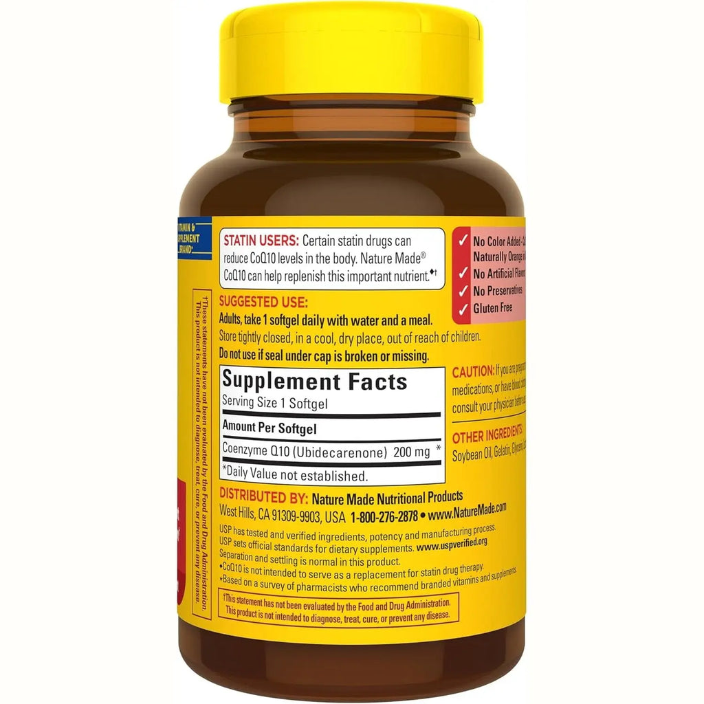 Nature Made CoQ10 200mg Softgels, Dietary Supplement for Heart Health Support, 105 Softgels, 105 Day Supply
