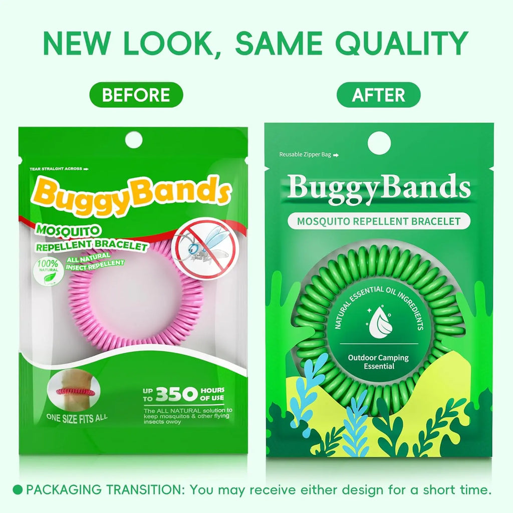 BuggyBands Mosquito Bracelets, 24 Pack Individually Wrapped, DEET Free, Natural and Waterproof Band