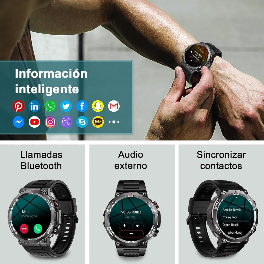 IOWODO Smartwatch Men Women 1.85 Inch Smart Fitness Watch with 100 Sports Modes, Bluetooth Calls, Heart Rate Monitor/Sleep/SpO2, Smartwatch Watch for Android iOS(Black)