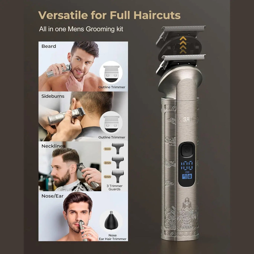 VGRPRO all-in-one men's grooming kit for beard, nose, and ear trimming