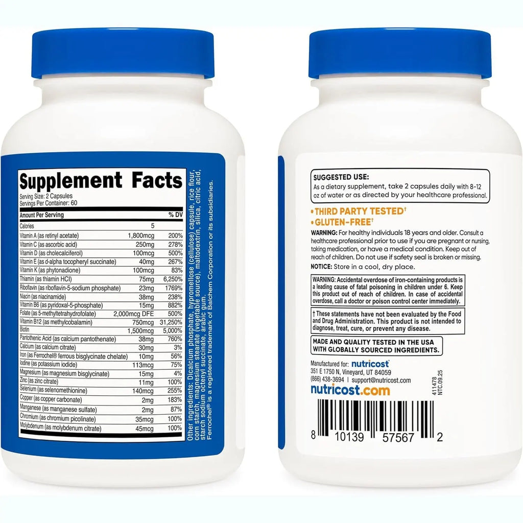 Nutricost Methylated Multivitamin 120 Capsules, 60 Servings - 23 Vitamin & Minerals Per Serving