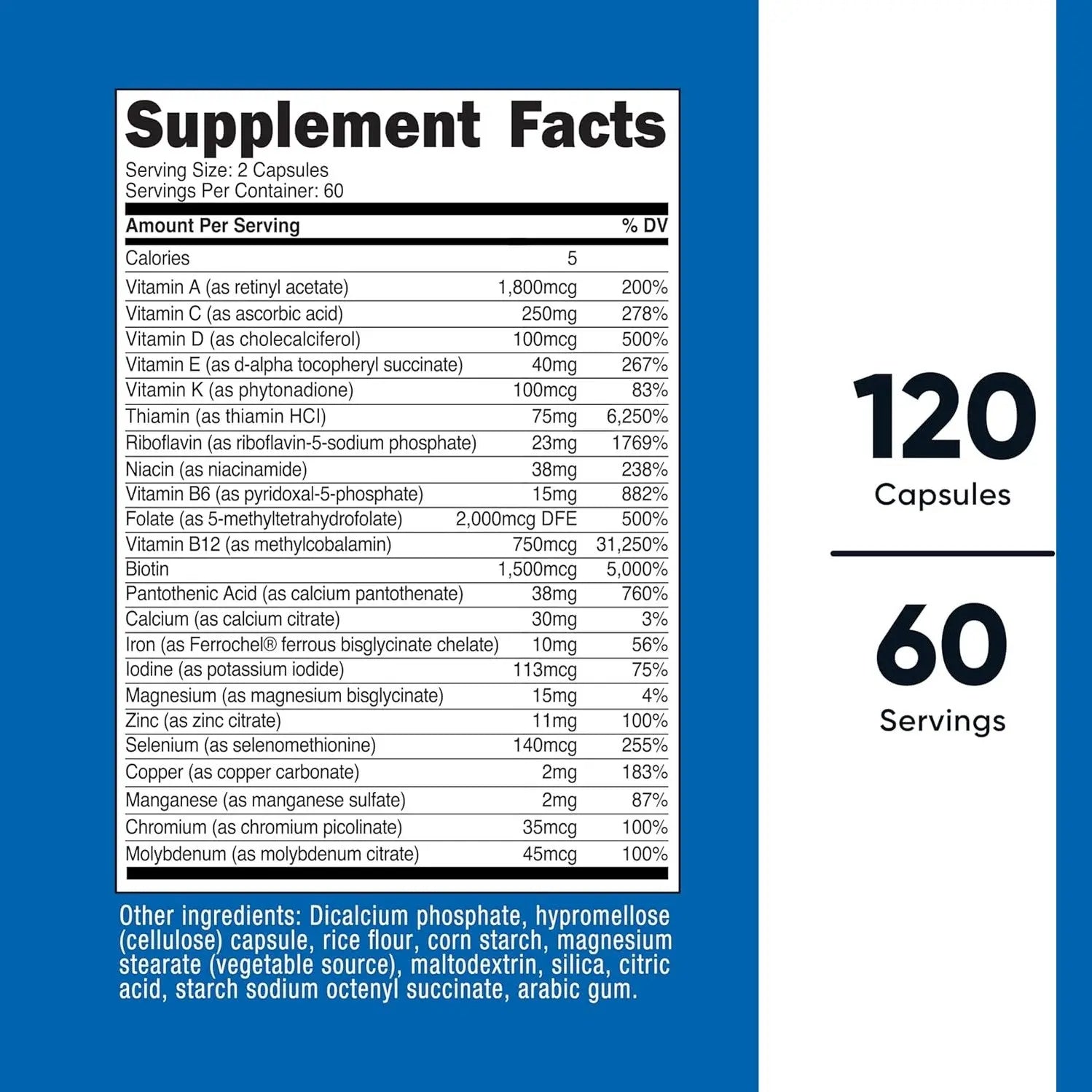 Nutricost Methylated Multivitamin 120 Capsules, 60 Servings - 23 Vitamin & Minerals Per Serving