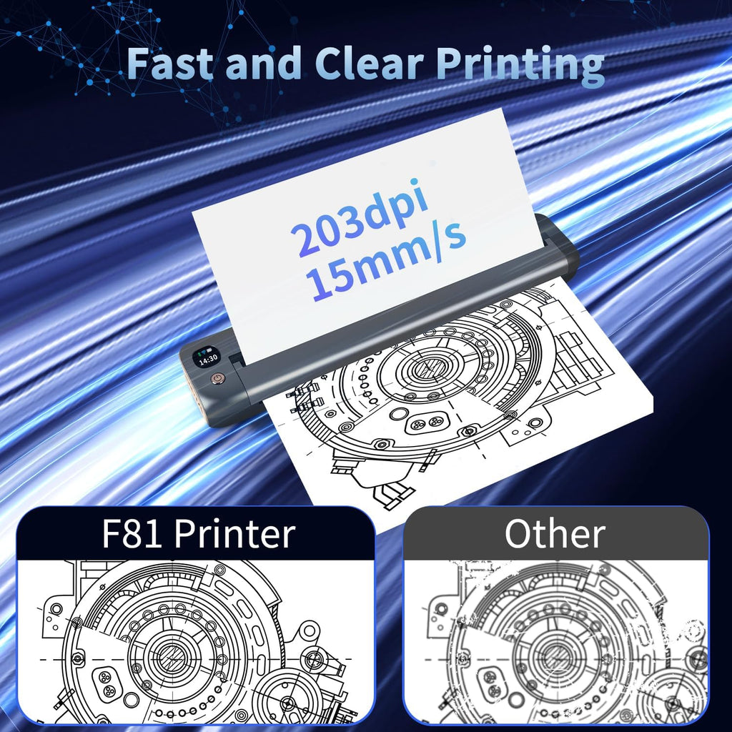 Rongta Portable Printer Wireless for Travel, Inkless Thermal Printer, Compatible with Android,iOS & Laptop, Small Bluetooth Mobile Printer for School/Office/Home Use