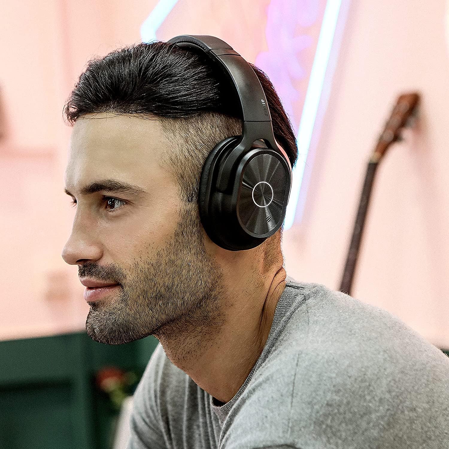 zihnic Bluetooth Active Noise Cancelling Headphones, 40H Playtime Wireless Bluetooth Headset with Deep Bass Hi-FI Stereo Sound, Comfortable Earbuds for Travel/Home/Office
