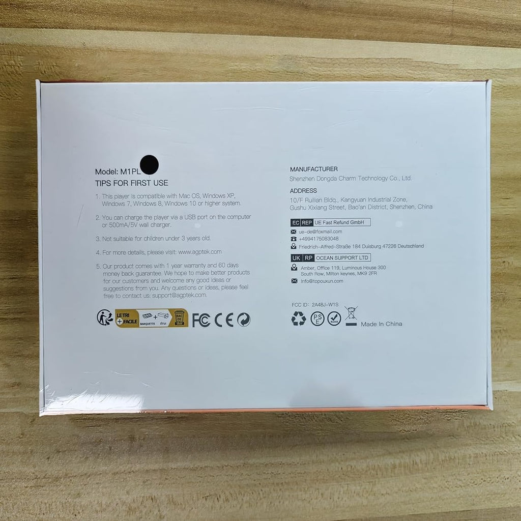 64GB MP3 Player with Bluetooth 5.3, AGPTEK 2.4" Full Touch Screen MP3 Music Player with Speaker, FM Radio, Voice Recorder, E-Book， Line-in Recording