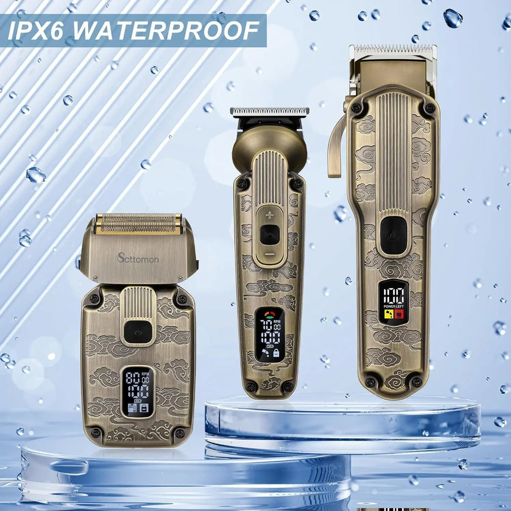 Scttomon IPX6 waterproof cordless groomer set with digital power display