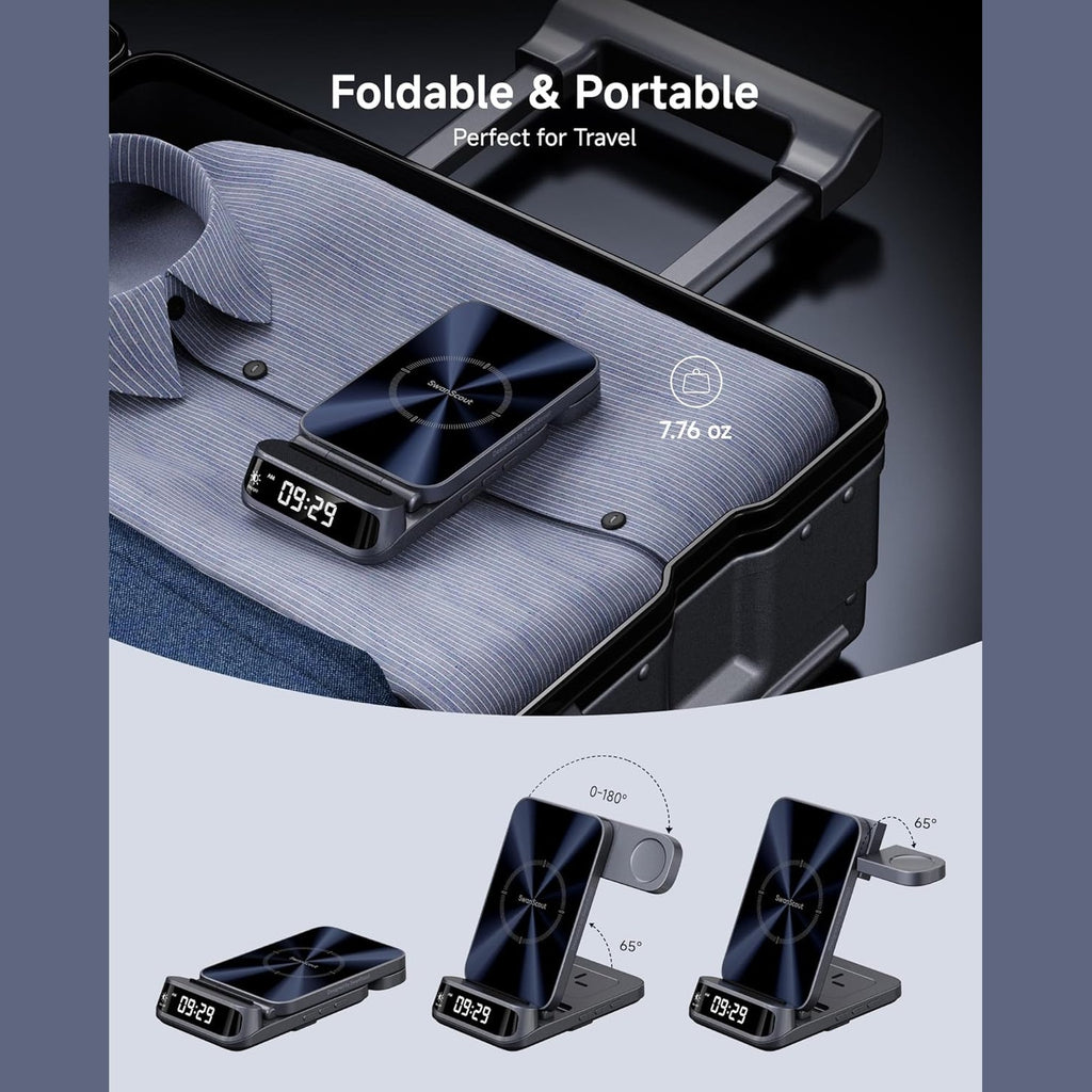 Wireless Charging Station for Samsung, 3 in 1 Wireless Charger for Samsung S25/S24/S23/Z Flip/Z Fold, for Galaxy Watch 8 Classic/8/Ultra/7/FE/6/5, SwanScout 708S (NO Adapter)