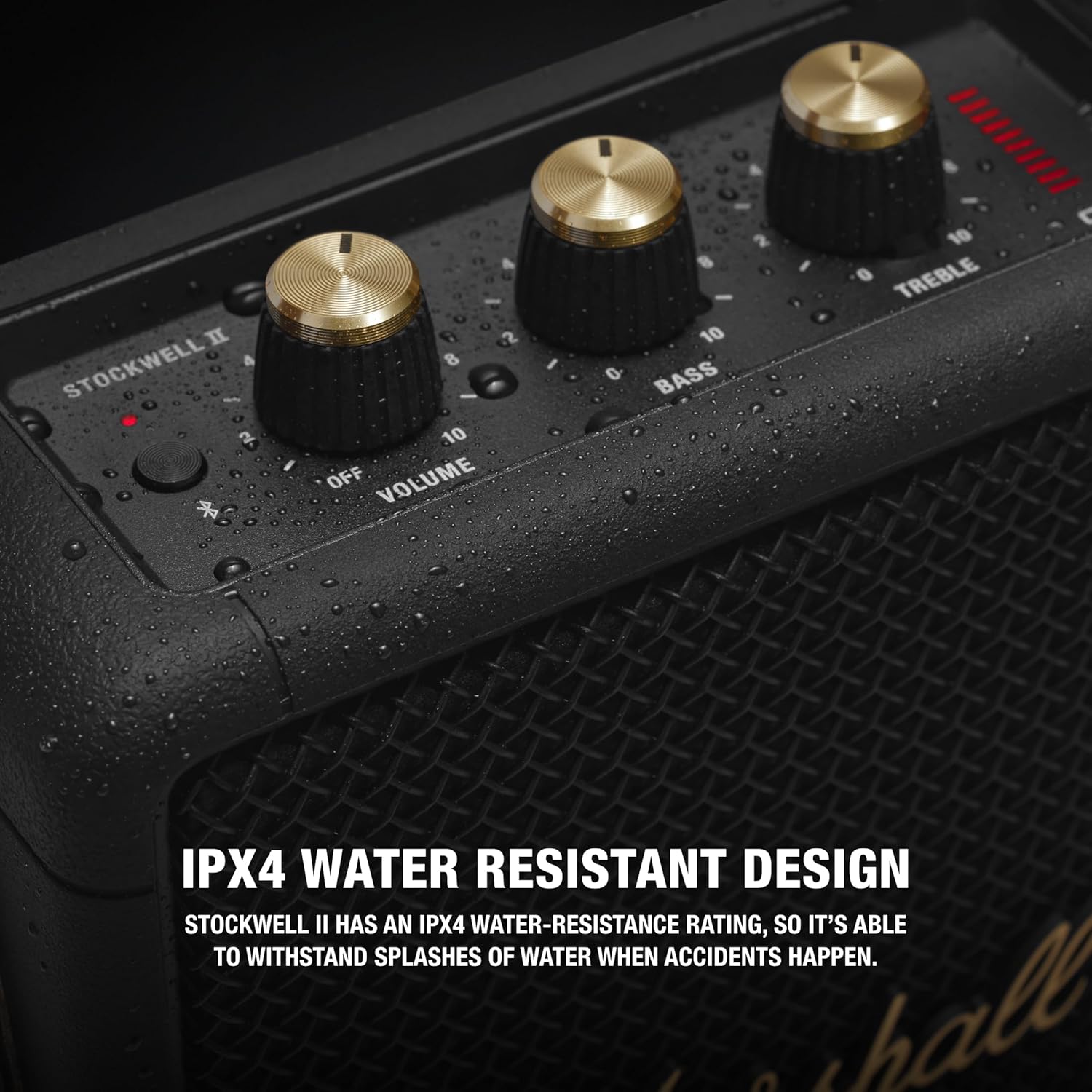 Marshall STOCKWELL II Portable Bluetooth Speaker with 20+ Hours of Playtime — Black & Brass (2 Year Warranty)