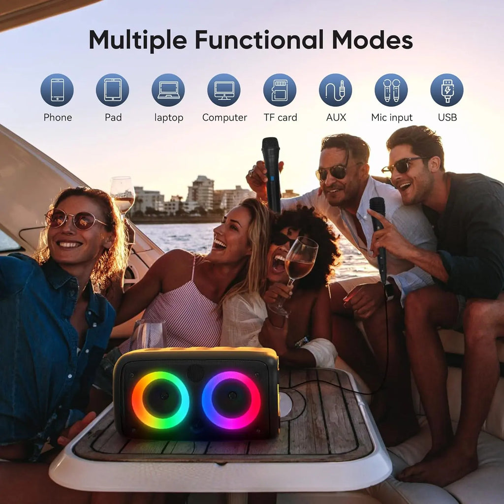 Karaoke Machine for Adults and Kids,Peski Portable Bluetooth Speaker with 1 Wireless Microphone and 1 Wired Mic,Rechargeable Powered Dj/PA Speaker System with TF Card,AUX in,REC,TWS for Birthday Party