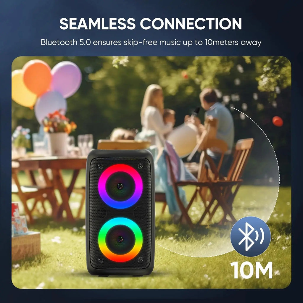 Karaoke Machine for Adults and Kids,Peski Portable Bluetooth Speaker with 1 Wireless Microphone and 1 Wired Mic,Rechargeable Powered Dj/PA Speaker System with TF Card,AUX in,REC,TWS for Birthday Party