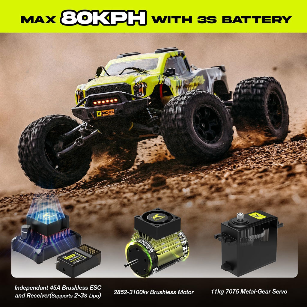 1/10 RTR Brushless Fast RC Cars for Adults,Max 50mph,4WD,Waterproof,3S Lipo