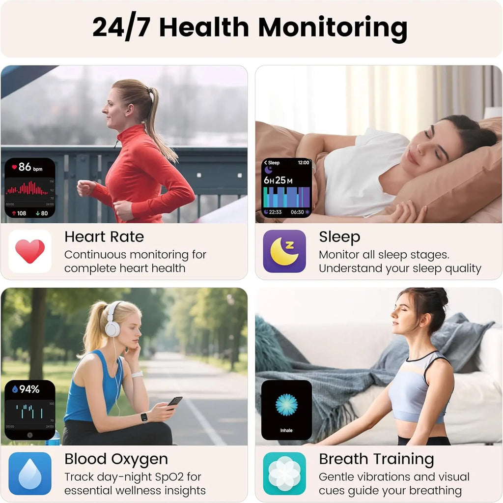 Smart Watch with Alexa Built-in, 1.83" HD Touchscreen Fitness Tracker with Bluetooth Calling, Fitness Watch with Heart Rate/Sleep Monitor/120+ Sports, IP68 Waterproof Smartwatch for Android iOS, Pink