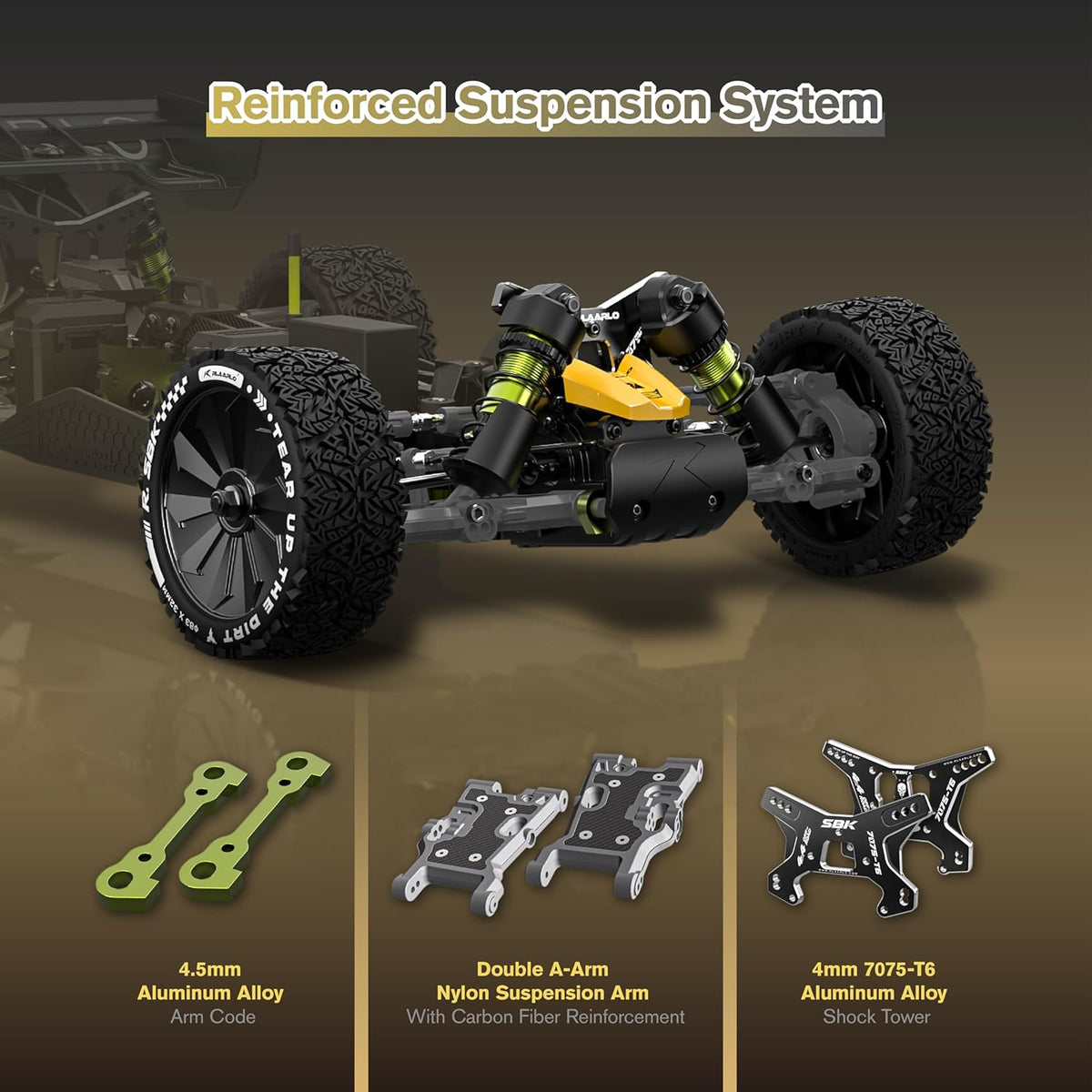RLAARLO 1/10 Brushless RC Cars, 4×4 Buggy, 50+ MPH, Carbon Fiber, Ages 8+