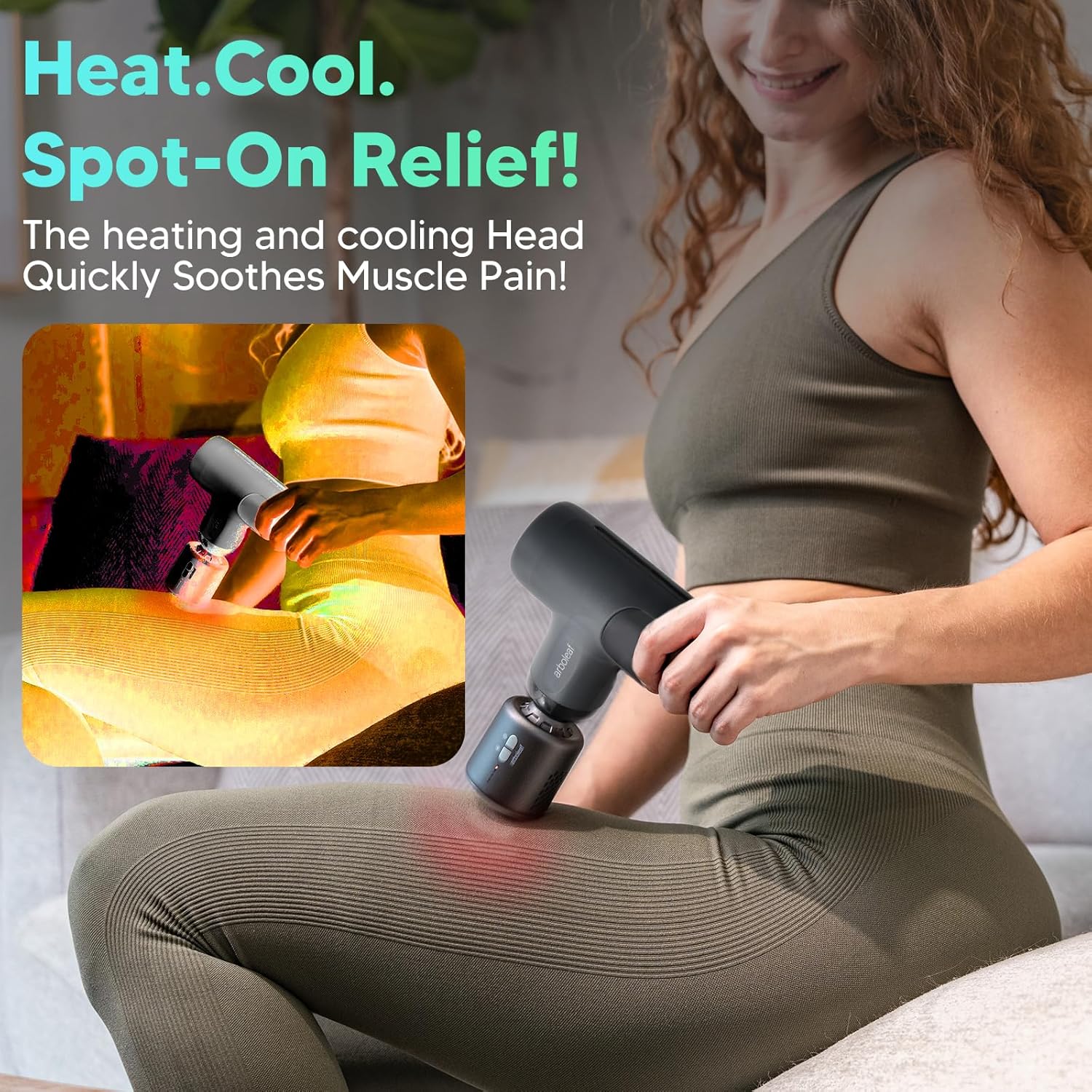 Mini Massage Gun Heat and Cold, arboleaf Portable Massage Gun Deep Tissue with Case, 3200rpm Powerful Muscle Massager Gun for Back and Neck Pain Relief, Super Quiet, Type-C Charging