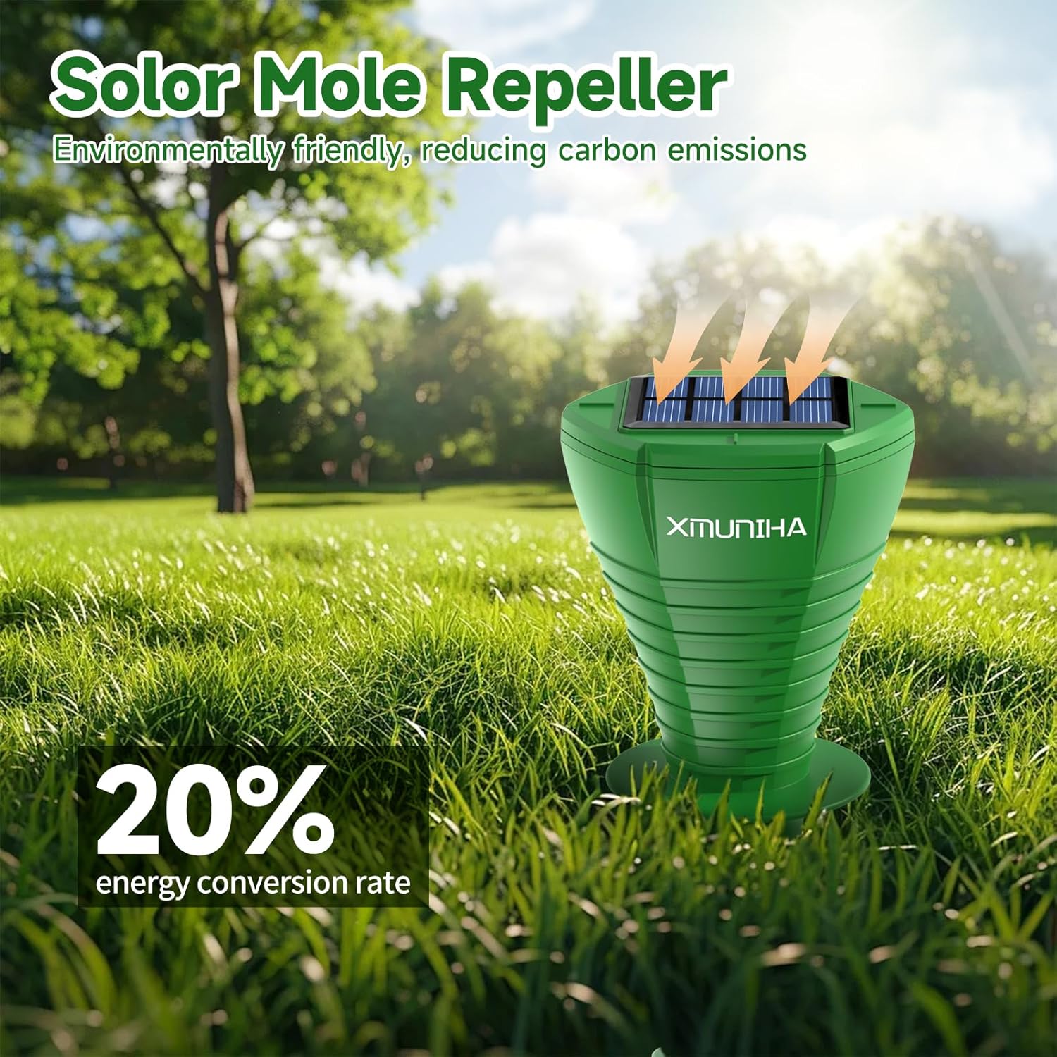 Solar Powered Mole Repellent, 4 Pack Ultrasonic Vole Repeller Outdoor, IP65 Waterproof Snake Deterrent, Gopher Remover Devices, Skunk, Groundhog Repellent for Yard, Garden, Lawn