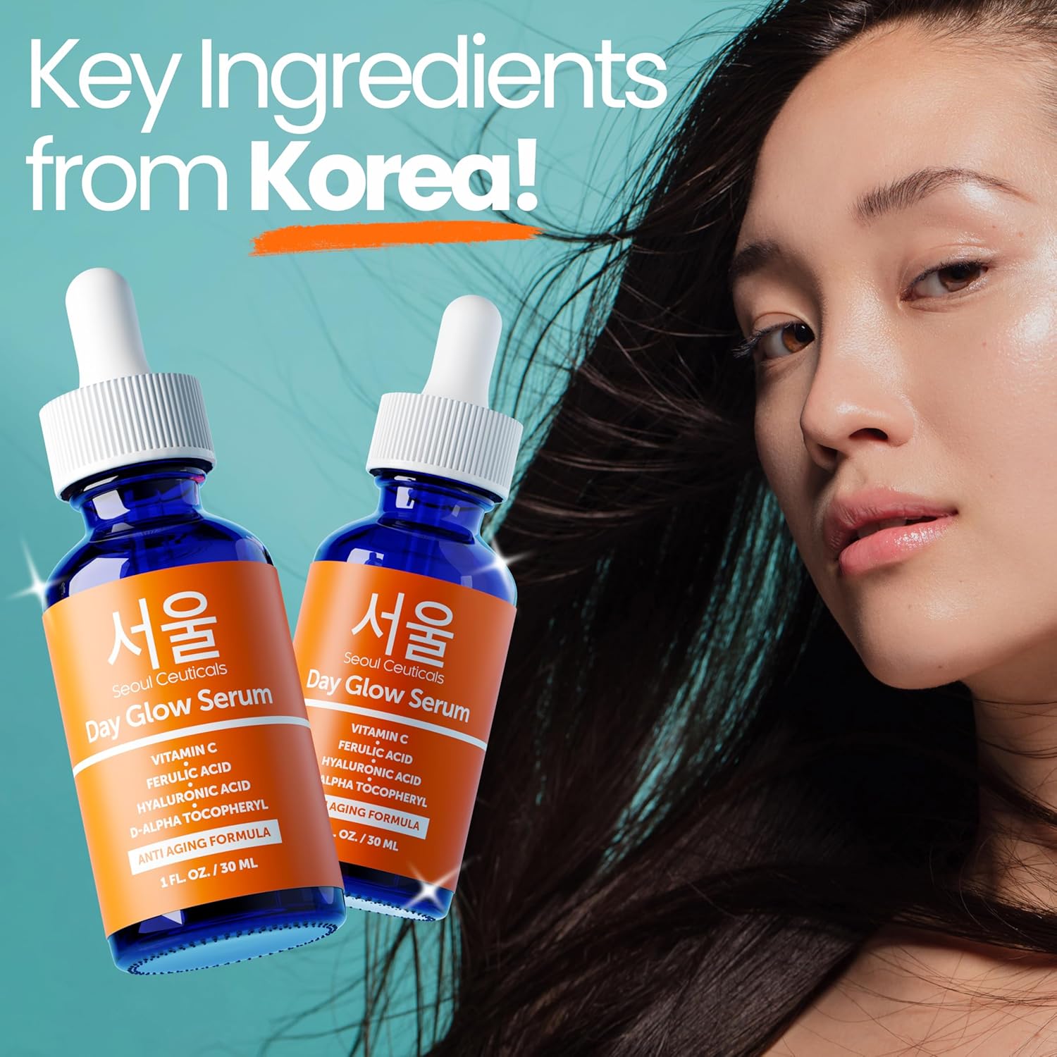 Korean Skin Care K Beauty - 20% Vitamin C Hyaluronic Acid Serum + CE Ferulic Acid Provides Potent Anti Aging, Anti Wrinkle Korean Beauty 1oz