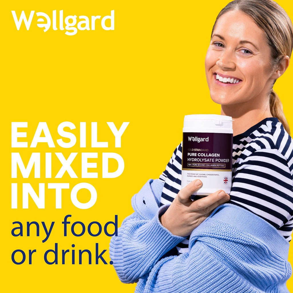 Wellgard Collagen Powder, Bovine Collagen Peptides Powder - High Levels of The 8 Essential Amino Acids, Collagen Supplement, Halal & Kosher, Made in UK