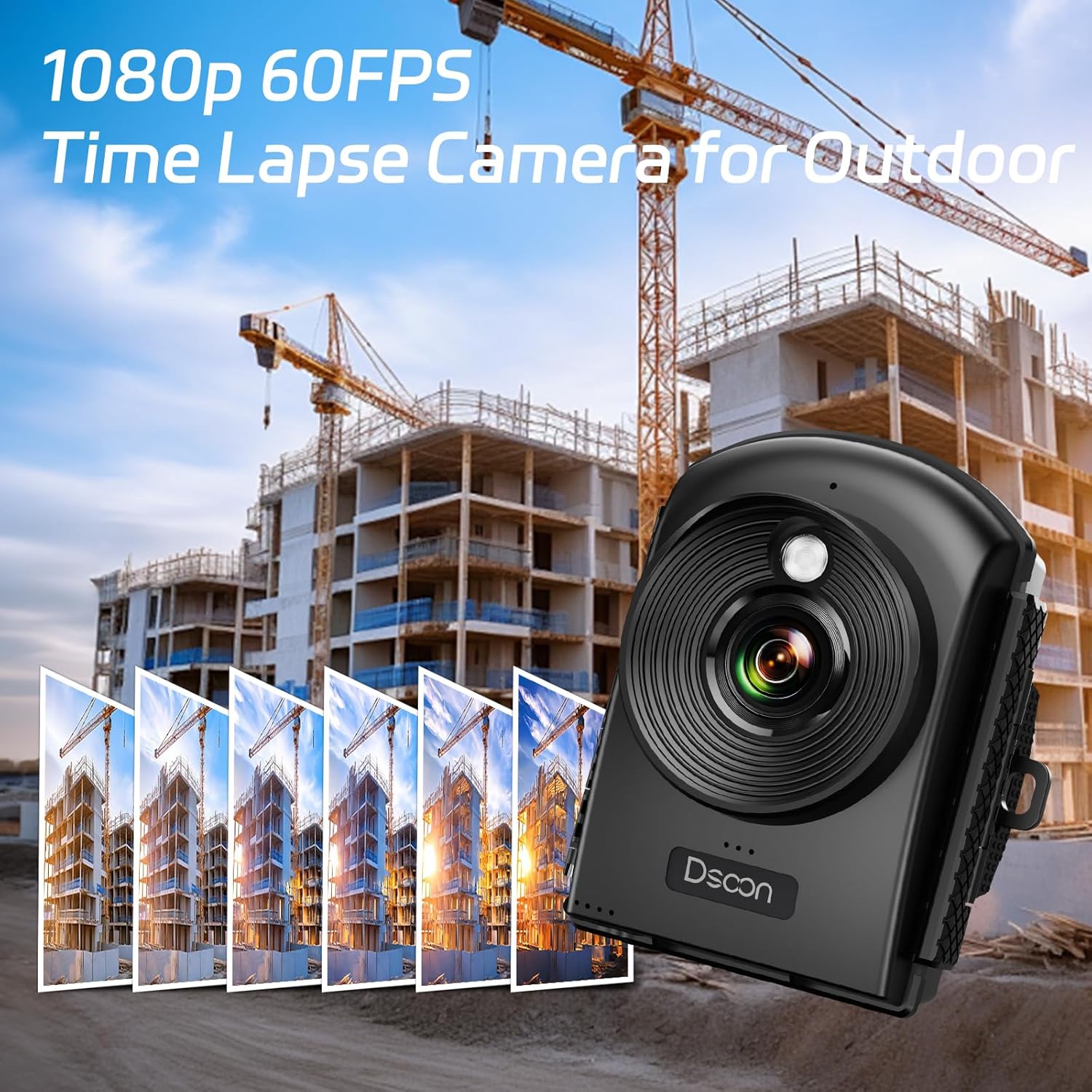 1080P FHD Time Lapse Camera for Outdoor Construction Sites, Perfect for Recording Works, 180 Days Standby, 110° Wide Angle, 2.4 Inch LCD Screen IP66 Waterproof, Multiple Modes, 32GB TF Card Included